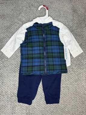 Carter’s Baby Boys 3pc Outfit - Top, Vest, & Pants - Blue Size 6 Months NWT